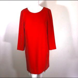 Red J.Crew Double Zip Shift Dress